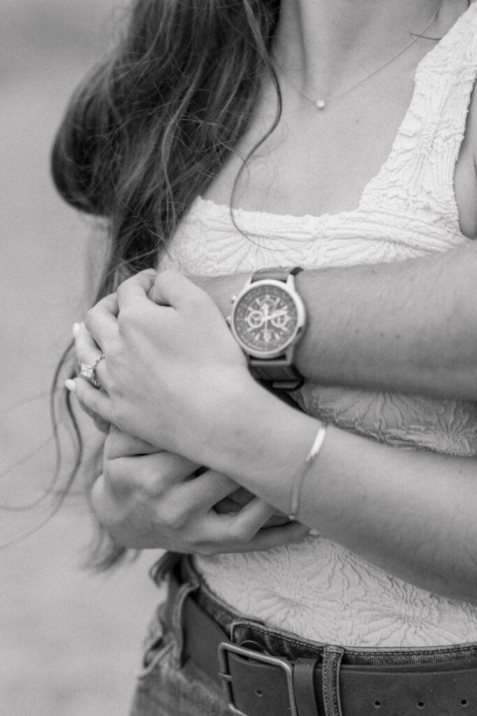 Black and White Engagement Photo close up
